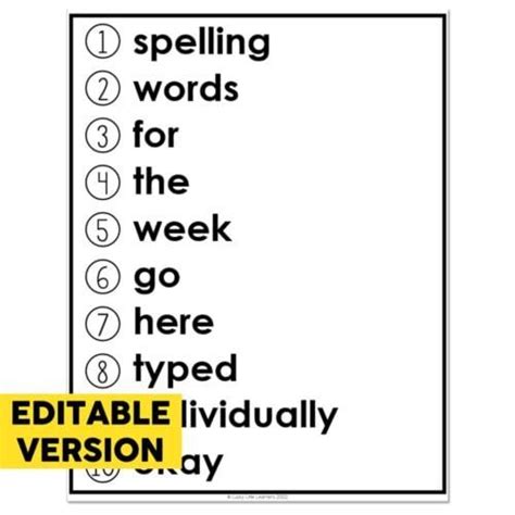 Editable Classroom Setup Ela Bulletin Spelling List Lucky