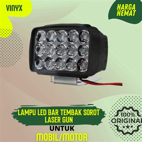 Jual Lampu LED Bar Tembak Sorot Laser Gun CREE Motor 12 15 16 Titik