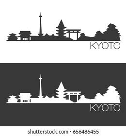 Kyoto Skyline Silhouette Abstract Design City Stock Vector Royalty