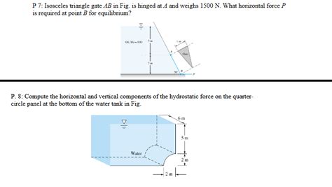 Solved P Isosceles Triangle Gate Ab In Fig Is Hinged At Chegg