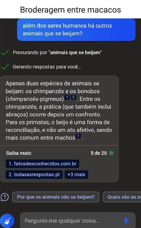 Broderagem Entre Macacos Al M Dos Seres Humanos H Outros Animais Que