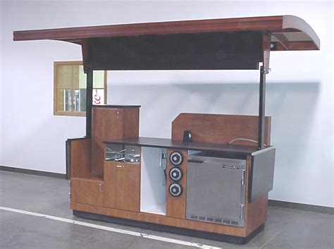 Mobile Coffee Espresso Cart With Sink And Refrigerator Merchandising