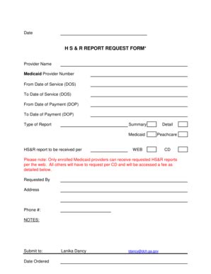 Fillable Online Dch Georgia H S R Report Request Form Dch Georgia