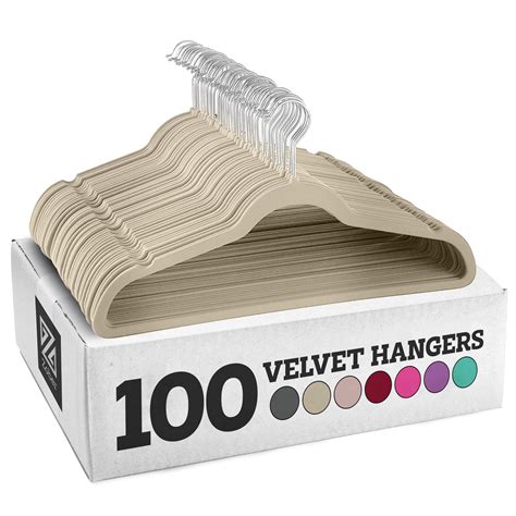 Zober Velvet Hangers 100 Pack - Ivory Hangers for Coats, Pants & Dress ...