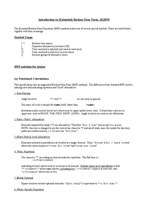 Introduction To Extended Backus Naur Form E Bnf Pdf Bracket