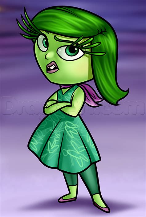 How To Draw Disgust From Inside Out Disney Pixar Cute Easy Step By Step