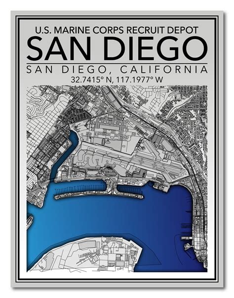 Wall Art Map Print Of Marine Corps Recruit Depot San Diego Etsy