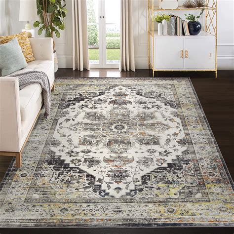 Glowsol X Ft Persian Print Area Rug Anti Slip Stain Resistant