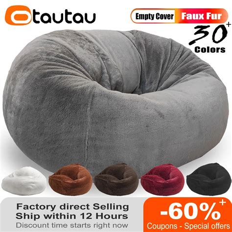 Big Fluffy Velvet Sofa Cover No Stuffed Beanbag Chair Couch Bean Bag