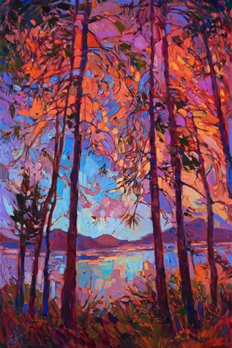 Erin Hansen Oil Painting Sunset Pines Gorgeous Work