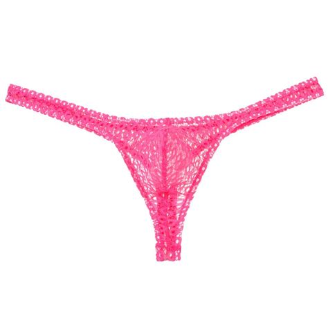 Buy Men S Hollow Lace Thong Underwear Male Bulge Pocuh Bikini T Back