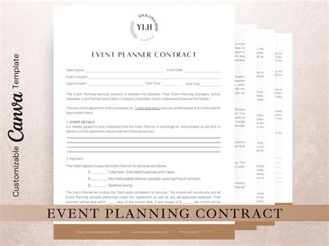 Event Planner Contract Template Edit In Canva Event Planner Client