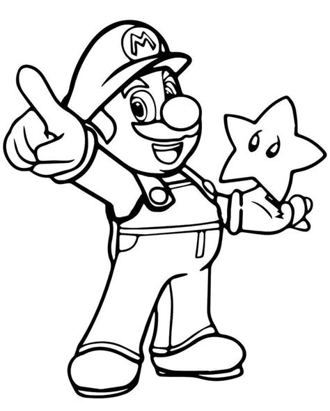 Mario Y La Estrella Para Colorear Imprimir E Dibujar Coloringonly | The ...