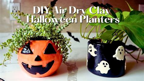 Air Dry Clay Halloween Planters Diy Jack O Lantern Planter Ghost