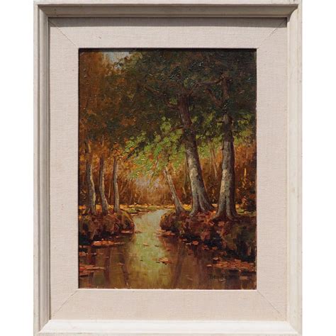 Forest Stream Landscape Original Antique Oil Painting By Benjamin Ben From Artnotch On Ruby Lane