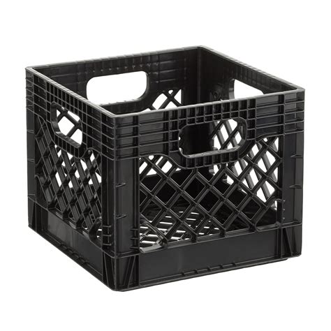 Juggernaut Storage Qt Heavy Duty Plastic Square Milk Crate Black