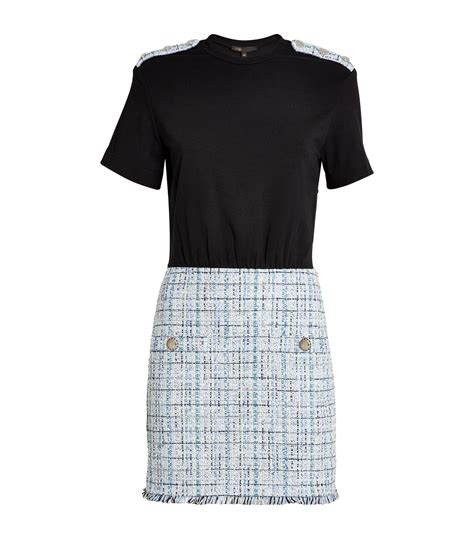 Womens Maje Blue Tweed Trim Mini Dress Harrods UK