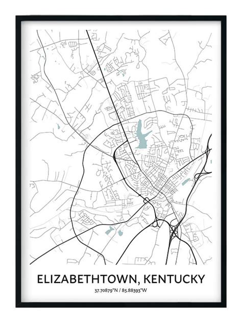 Elizabethtown Map Poster - Your City Map Art - Positive Prints