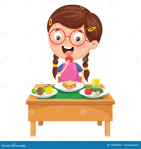 Vector Illustration of Kid Having Breakfast Stock Vector - Illustration ...