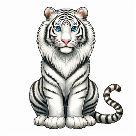 Милый белый тигр вектор мультфильм иллюстрация | Премиум AI ...