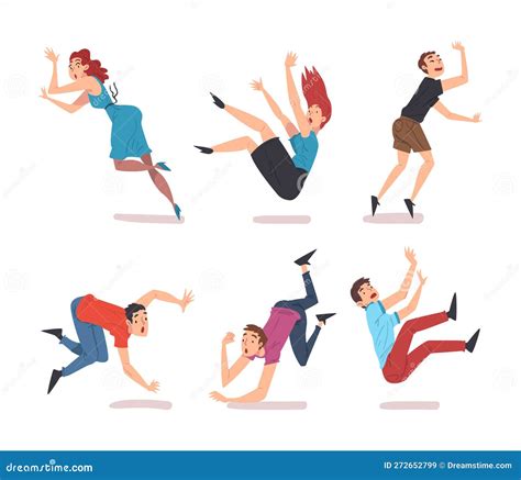 People Falling Down Stumbling And Slipping Vector Set Stock Vector