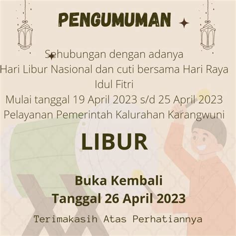 Libur Cuti Bersama Idul Fitri 1444H 2023 M Website Karangwuni