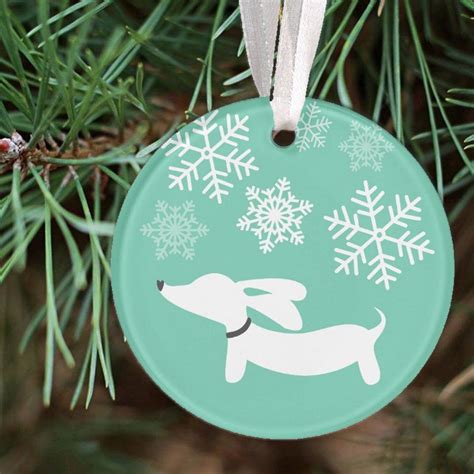 Dachshund And Snowflakes Christmas Tree Ornament Dog Christmas