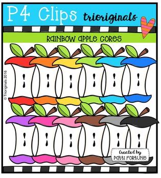 P Rainbow Apple Cores P Clips Trioriginals Digital Clip Art Tpt