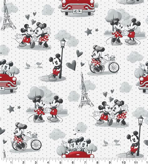 Disney Mickey Minnie Mouse Cotton Fabric Vintage Romance JOANN