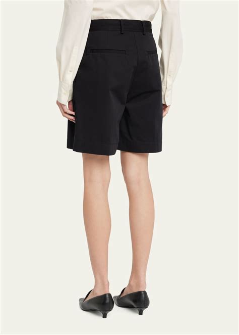 Toteme Pleated Cotton Twill Shorts Bergdorf Goodman