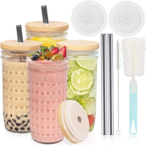 Uhapeer Bubble Tea Becher Mit Deckel Und Strohhalm Trinkbecher Ml