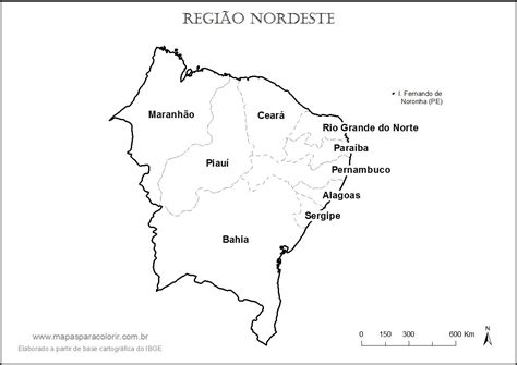 Desenho Do Nordeste Para Colorir - Mapas da Região Nordeste para colorir