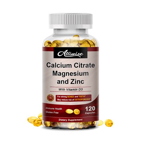 Alliwise Cal Mag Zinc Supplement With Vitamin D3 120 Capsules For Immune Bone Nerve Support