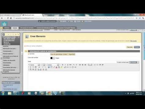 Crear Actividades Blackboard 9 1 YouTube