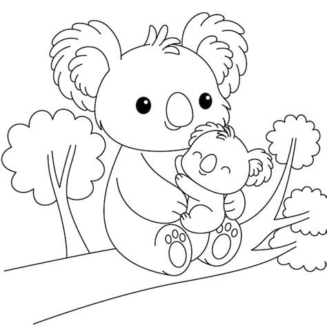 Caracteres De Desenho Animado Kawaii Bonitos Koala M E E Beb Na Rvore