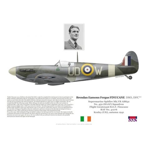 F/L "Paddy" Finucane, Spitfire Mk Vb AB852, No 452 Squadron RAAF, 1941 ...