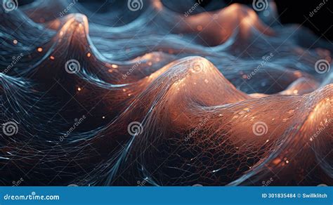 Scientific Abstraction With Futuristic Textured Tissue Waves Tech Background With Close Up Wave