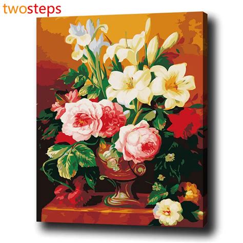 Twosteps Flowers Diy Digital Canvas Oil Painting By Numbers Pictures