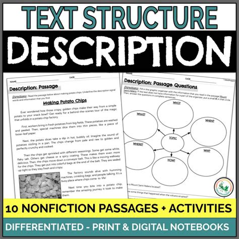 Description Text Structure Passages And Activities Nonfiction Grasphopper Learning