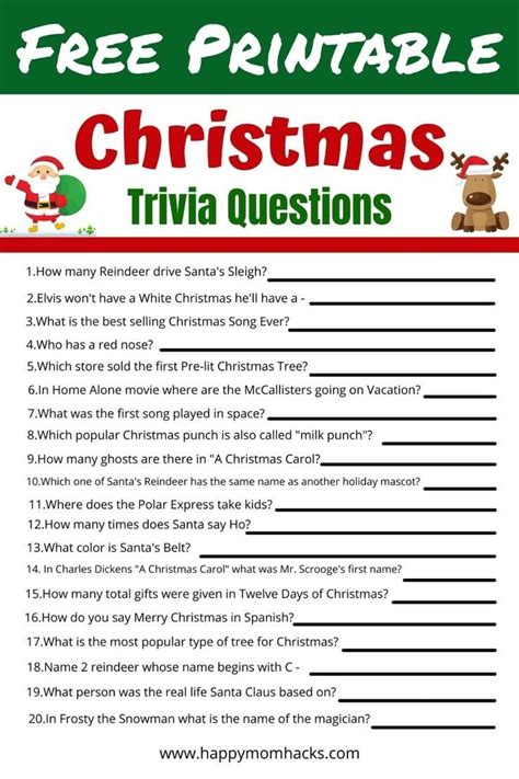 Fun family christmas quiz questions answers free printable – Artofit