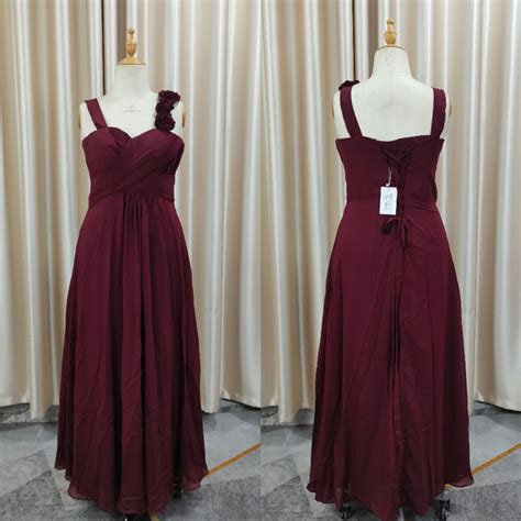 burgundy chiffon long formal dress  luulla