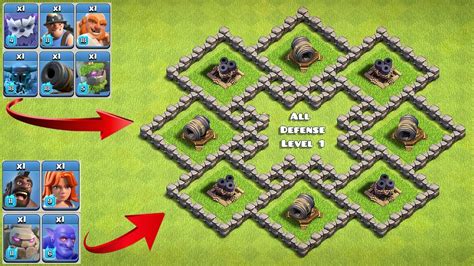 Giant Cannon Multi Mortar Formation Vs Troops Clash Of Clans