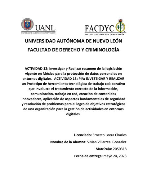 Actividad 12y13 GED UNIVERSIDAD AUTNOMA DE NUEVO LEN FACULTAD DE