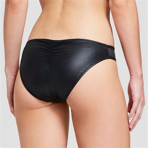 Women S Wet Look Mesh Cheeky Bikini Bottom Xhilaration Black XS