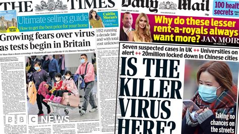 Newspaper Headlines Tests For Killer Virus In Britain And Hs Report