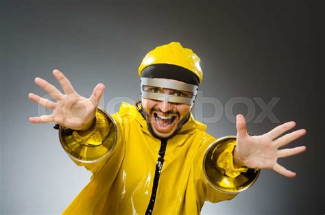 Man Wearing Metal Glasses In Techno Concept Stock Image Colourbox