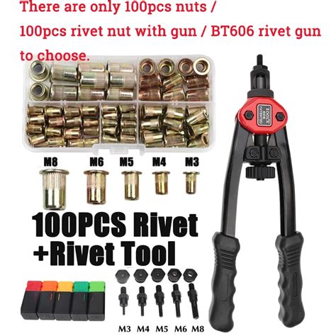 Pcs Pcs Rivet Nut Hand Threaded Rivet Nuts Gun Bt M M M M M