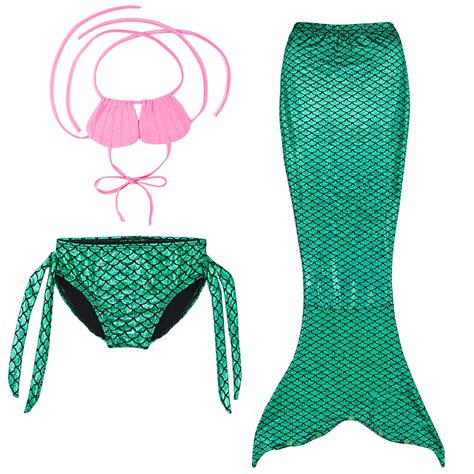Kiijoy Girls Bikini Set With Fish Tail Skirt Swimsuit Beach Pool Bathing Suit 3 Piece Sizes 2 9
