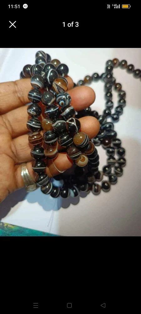 Black And White Oval Sulemani Hakik Mala For Natural Stone Size Mm