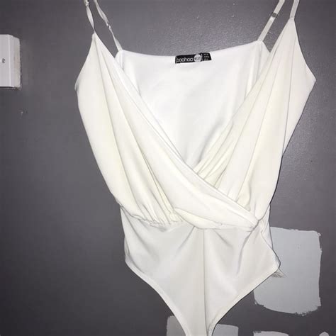 White Wrap Style Bodysuit Worn Twice Depop